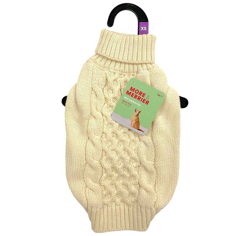 More & Merrier Size XS (11"-13") Ivory‎ Cable Knit Sweater Warm Winter NWT